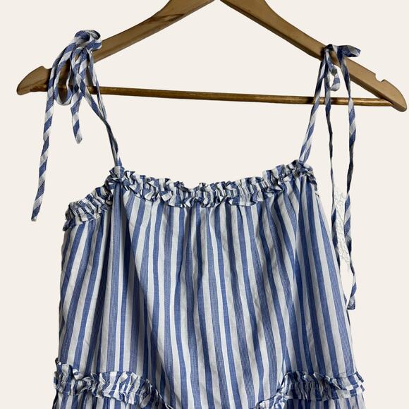 Rails Caralyn Lighthouse Blue White Striped Tie Shoulder Mini Shift Dress Size S - Picture 6 of 12
